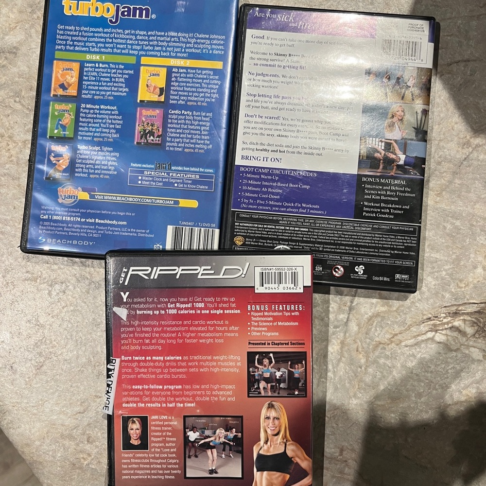 Lot of 3 workout DVDs